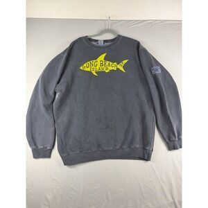 destination Long Beach Island blue grey ls pullover sweater, men's large